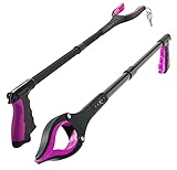 Grabber Reacher Tool - 2 Pack - Newest Version Long 32 Inch Foldable Pick Up Stick - Strong Grip Magnetic Tip Lightweight Trash Picker Claw Reacher Grabber Tool Elderly Reaching - by Luxet (Pink)