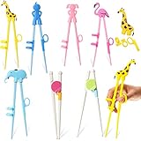 7 Pairs Kids Training Chopsticks Cute Animals Chopsticks Learning Chopstick Helper with Attachable Trainer Chopstick Set for Children Beginners Adults, Easy To Use, Reusable and Dishwasher Safe