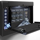 XDeer Biometric Wall Safe with Gas Strut for Quick Access, Hidden Storage for Full-Size, LED Light, Silent Mode, and Backlit Digital Keypad S008QG