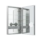 AQUADOM Royale Medicine Cabinet LED 3X Makeup Mirror Electrical Outlets Recessed or Surface Mount Left Hinge 24'x36'x5'