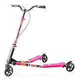 Wiggle Scooter with 3 Wheel,Sport drift Scooter for Boys and Girls Age 8 Years Old and Up,Lightweight,Foldable,Adjustable Height,for Riders up to 220 lbs