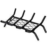 G GOOD GAIN Fireplace Grate with Ember Retainer, 17' Heavy Duty Steel Indoor, Chimney Hearth Wood Stove Burning Rack Holder,1/2” Bar Fire Place Asseccories for Outdoor, Fire Pits, Camping.