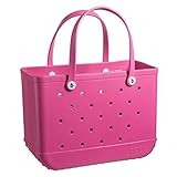BOGG BAG X Large Waterproof Washable Tip Proof Durable Open Tote Bag for the Beach Boat Pool Sports 19x15x9.5 (X Large, PINK-ing of bogg)