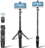 Fugetek 48' Portable Selfie Stick & Tripod, Extendable, Bluetooth Remote, All in One, Lightweight Aluminum Alloy, Photos, Video, TIK Tok, Compatible with Apple iPhone & Android Devices