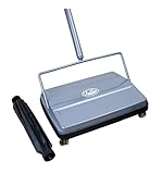 Fuller Brush 17042 Electrostatic Carpet & Floor Sweeper with Additional Rubber Rotor - 9' Cleaning Path - Lightweight - Ideal for Crumby & Wet Messes - Works On Carpets & Hard Floor Surfaces - Gray