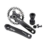 32T Black Mountain Bike 170mm Square Crankset with 32T Aluminum Alloy MTB Bicycle Crank Narrow Wide CNC Round Chainring Bolts Fit for Road Bike Cycling Crank