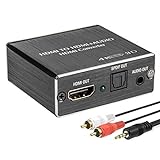 ROOFULL 4K HDMI Input to HDMI and SPDIF Optical + 3.5mm Stereo Audio Output, HDMI Audio Extractor Splitter Converter, Support Apple TV, Fire TV, Blu-ray Players