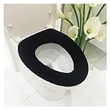 CEVIZ Comfortable Soft Multicolor Bathroom Toilet Set Thickening Washable Toilet Seats Cover Toilet Mat Winter Warm O Ring Potty Sets (Color : Black)