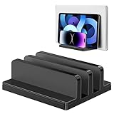 Gogoonike Vertical Laptop Stand, Laptop Holder with Adjustable Dock, ABS Plastic Dual Slots Computer Holder Compatible with Smartphones, Tablet, Book, Document, Laptops(Up to 17.3 inches) and More