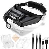COYLAPY Magnifying Headset, Magnifying Glasses with Light for Close Work, 1X to 14X Rechargeable Headband Manifier, Jewelers Magnifying Glass Optivisor Visor with 5 Lenses, Tweezers for Crafts Hobby