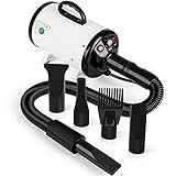 Dog Hair Dryer - 3.8HP 2800W Stepless Speed Pet Dryer Blaster with Heat, Home-Used Professional Dog Air Force Grooming Blower for Large Big Dogs, Adjustable Strong Power, White
