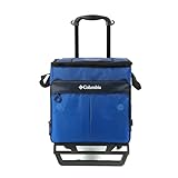 Columbia Crater Peak Wheeled Cooler - 50 Can Rolling Cooler - Blue Collapsible Cooler with Super Foam Insulation and Foldable All-Terrain Cart with Wheels