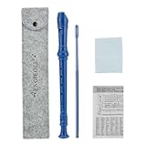 SJOYS ENGIEGEE 8-Hole Soprano Descant Recorder Kids Music Flute with Cleaning Rod & Case Bag For School Student Home Entertainment Blue