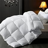 ELNIDO QUEEN Feather Down Comforter King Duvet Insert, Luxurious Fluffy Hotel Style White Bedding Comforter, 100% Cotton Cover Medium Warmth for All Season, King Size 106x90 Inch