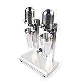 110v Dual Head Milk Shaker, 560W Commercial Stainless Steel Double Head Drink Mixer Machine Smoothie Malt Blender Soft Ice Cream Mixer Blender With Measuring Cups, 2 Adjustable Speed