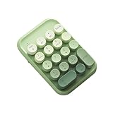 TISHLED Typewriter Style Number Keypad Wireless 2.4G/Bluetooth/USB-C Wired Rechargeable Numeric Pad Linear Membrane Switch 18-Key NKRO Retro Round Keycaps Portable for Multi-Device, Matcha Green