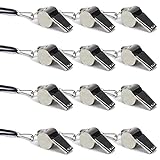 Crown Sporting Goods 12-Pack of Stainless Steel Whistles with Lanyards – Great for Coaches, Referees, and Officials