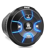 Amplified Wireless Bluetooth Audio Controller - 300 Watt Bluetooth Media Button, Waterproof Marine Receiver Remote Control W/Aux, Mount for Car Truck Boat Marine Powersport Vehicles - Pyle PLMRBT18