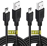 Drimoor 2 Pack 10ft PS3 Controller Charger Cable - Magnetic Ring Mini USB Data Charging Cord for PS Move Playstation 3 Wireless Controller, TI84 Plus CE, Digital Camera