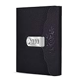 ARRLSDB Lock Diary Leather Journal Writing Notebook Planner Organizer Digital Password Notebook Locking Personal Diary (Black)