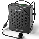 Bietrun Voice Amplifier with Wired Microphone Headset, 20W Rechargeable Mini Portable Voice Amplifier for Teachers, 6H Working Time, with Bluetooth for Teaching, Coach, Instructor