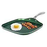 Granitestone Green Nonstick Griddle Pan/Flat Grill with Ultra Durable Mineral and Diamond Triple Coated Surface, Stainless Steel Stay Cool Handle, Oven & Dishwasher Safe, 100% PFOA Free, 10.5'…