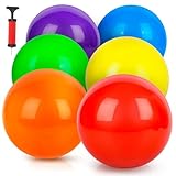AMOR PRESENT 6PCS Inflatable Bouncy Balls, Playground Balls Bouncing Sensory Balls with Hand Air Pump for Park Backyard Indoor Outdoor Games