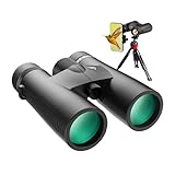 10x42 HD Binoculars for Adults High Powered with Phone Adapter, Tripod and Tripod Adapter, IPX7 Waterproof Binoculars with Clear Low Light Vision, Binoculars for Bird Watching Cruise Ship Travel