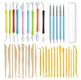 Langqun 39pcs Plastic Polymer Clay Art Tools Set for Kids Adults,Knives Pottery Tools,Ceramic Supplies for Engraving, Embossing, Shaping,Sculpting,Modeling