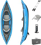 Bestway Hydro-Force 2-Person Cove Champion Inflatable Kayak Set | Includes Kayak, 2 Aluminum Paddles, Hand Pump, 2 Fins, and Carry Bag