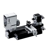 ZHRUI Electroplated all Metal Mini Miniature Didactical Metal Lathe 50mm Center 36W 20000RPM for Processing Aluminum,Wood, Plastic Materials (Heighten Style)