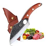 DRAGON RIOT Boning Knife with Leather Sheath Forged Cleaver Knife Carbon Steel Meat Butcher Chef Knife Fishing Filet Knife Outdoor BBQ Knives for Kitchen Camping with Gift Box