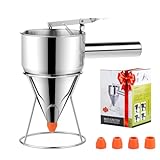 Choxila 40oz Pancake Batter Dispenser, Stainless Steel 4 Caliber Funnel Cake Dispenser with Stand Great for Pancakes, Cupcakes and Baked Goods