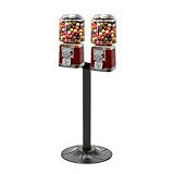 Red & Chrome Metal Classic Double Head Candy Gumball Machine with Stand
