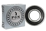 PGN (2 Pack) 6205-2RS Bearing - Lubricated Chrome Steel Sealed Ball Bearing - 25x52x15mm Bearings with Rubber Seal & High RPM Support