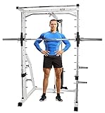 Linear Bearing Smith Machine with Weight Stack Loaded LAT Attachment