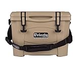 Grizzly 15 Cooler | 15 qt Ice Chest Durable Rotomolded Insulated | Made in USA | Warranty for Life | For Beach Boat Camping Fishing Hunting | G15 | Tan