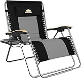 Colegence 33In Wide XXL Zero Gravity Chair Support 400 LBS, Oversized Heavy Duty Adjustable Anti Gravity Lounger with Cup Holder,Folding Outside Recliner for Beach,Camping,Lawn,Patio,Outdoor(Black)