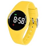 e-vibra Waterproof Vibrating Alarm Watch Rechargeable 15 Alarm Reminder Watch Potty Training Watch with Lock Screen (Yellow Round)