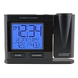La Crosse Technology 616-41667-INT Black Atomic Projection Alarm Clock with Temperature