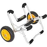Bonnlo Kayak Trolley Cart Deep U Canoe Cart for Big Kayaks, Canoe, Paddle Board, Float Mat, SUP Folding Kayak Accessories Dolly Carrier Trailer Tote Transport with Airless Wheels 2 Ratchet Straps
