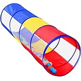 Kids Play Tunnel for Toddlers, Pop Up Crawl Through Tunnel Play Tent for Baby Infant Children or Dog with 2 Mesh Sides, Kids Tunnel Toys or Gift Indoor & Outdoor (Colorful Crawling Tunnel)