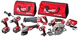Milwaukee 2896-26 M18 Fuel 18-Volt Lithium-Ion Brushless Cordless Combo Kit (6-Tool) with (2) 5.0 Ah Batteries, (1) Charger, (2) Tool Bags