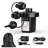 Electric Air Pump for Inflatables,Portable Quick-Fill Air Pump with 3 Nozzles,110V AC/12V DC,Inflator & Deflator Pumps for Outdoor Camping,Air Mattress Beds,Boats,Inflatable Cushion,Couch,Pool Floats