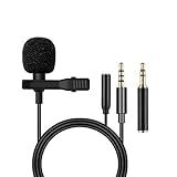 Lavalier Lapel Microphone with Earphone Jack - Mini Condenser Clip-on Lapel Mic for Recording YouTube/Tiktok/Interview/Podcast/Vlog/,Live Streaming, Video Recording,Webcast,Online Teaching