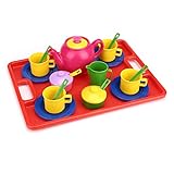 Flormoon Toy Tea Set - 19pcs Pretend Play Tea Set - Durable Construction, Food-Safe Material, BPA Free, Phthalates Free - Learning Shapes & Colors Toy for Kids Children Tea Party and Fun