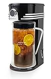 Nostalgia 3-Quart Iced Tea & Coffee Brewing System With Double-Insulated Pitcher, Strength Selector & Infuser Chamber, Also Perfect For Lattes, Lemonade, Flavored Water, Black