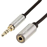 Amazon Basics 3.5mm Auxiliary Male to Female Jack Audio Extension Cable, Adapter for Headphone or Smartphone, 12 Foot, Black