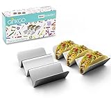 GINKGO Taco Holders, Stainless Steel Taco Holder Stands Set of 2, Each Taco Stand Rack Holds Up 2 to 3 Soft & Hard Shell Tacos, Dishwasher & Oven & Grill Safe
