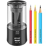AFMAT Electric Pencil Sharpener for Colored Pencils, Auto Stop, Super Sharp & Fast, Electric Pencil Sharpener Plug in for 6-12mm No.2/Office/Home-Black